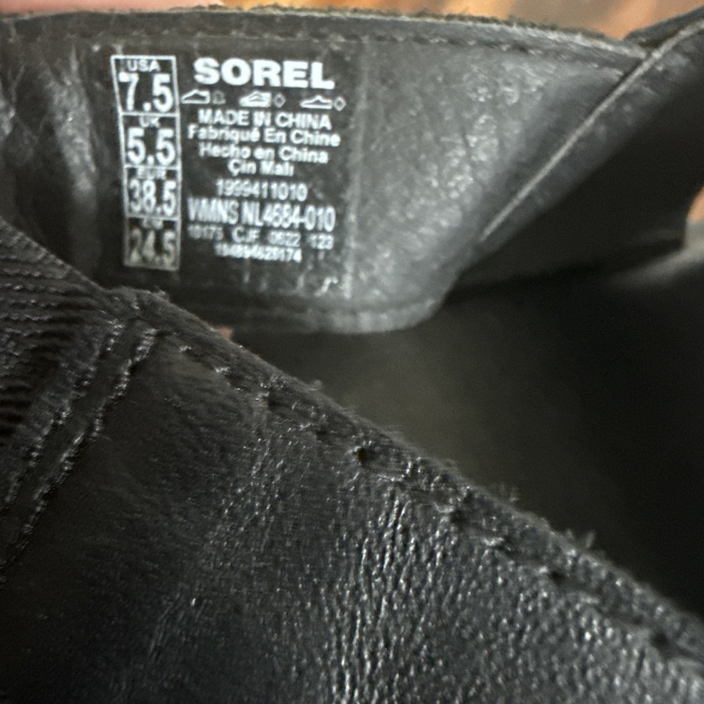 Sorel Black Joanie Wedge Sandals | Women's Leather Slingback 7.5 Fast Shipping - Picture 9 of 12